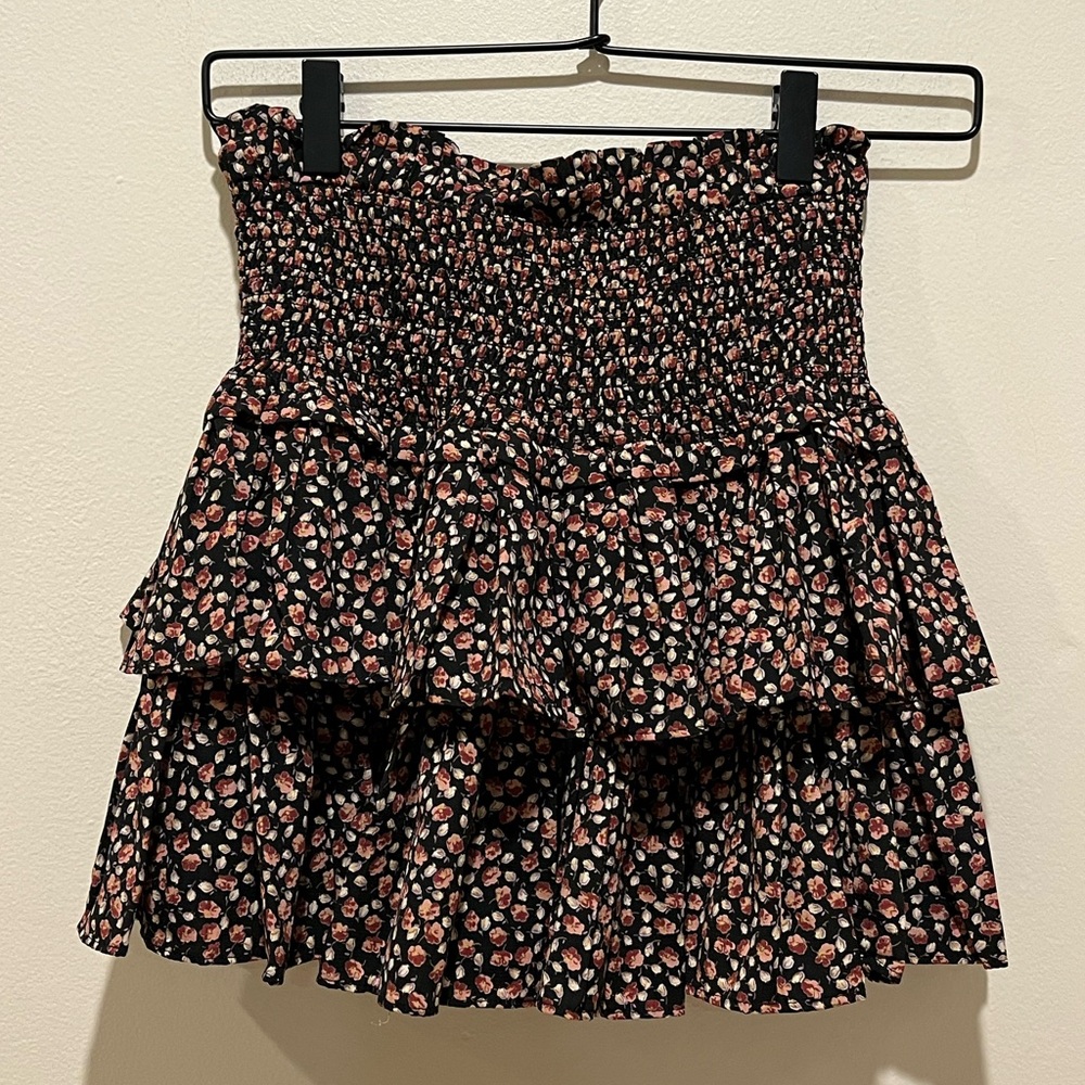 Reset Black Floral Smocked Tiered Layered Ruffled Skirt - Women’s Size Small